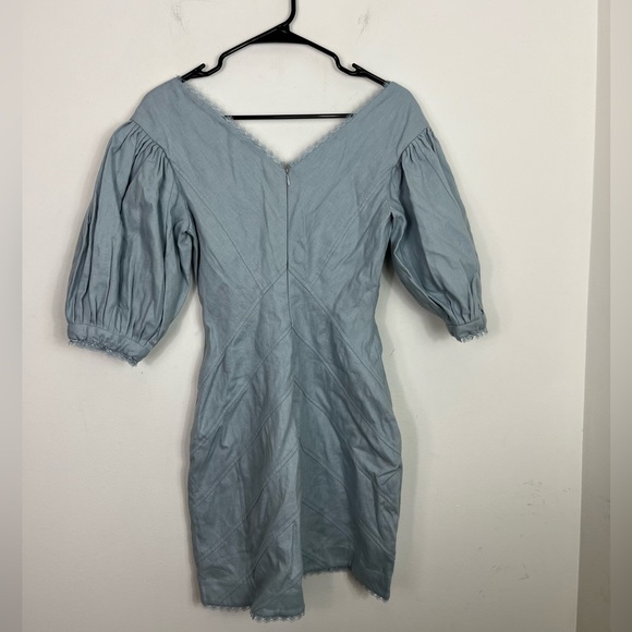 NWT Love McNicoll Linen Diana Puff Sleeves Bodycon Dress Sz S - Picture 13 of 16